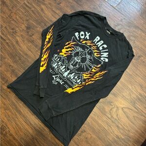 Fox Racing Black and Orange Long Sleeve Tee